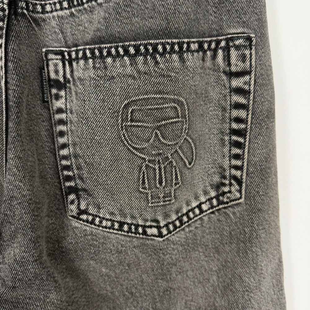 Karl Lagerfeld Paris Mens Distressed Acid Wash Straight Leg‎ Jeans Gray 32x32